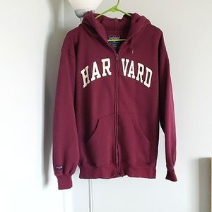Harvard University Hoodie zipped zipper Sweatshirt mens medium M EUC
